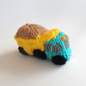 Miniature Dump Truck Knitted Soft Toy - Construction Ornament - Kids Room Decor - Model Vehicle - Stocking Stuffer - Boys Stuffed Toy