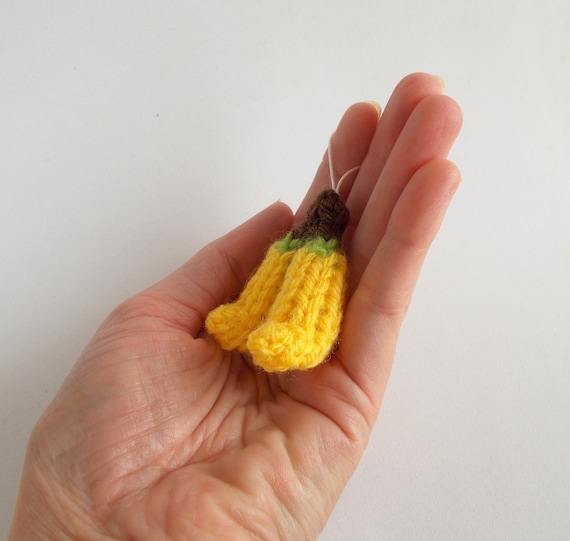 Tiny Pair of Bananas Knitted Ornament Food Ornament Mini Bananas Stocking Stuffer  Banana Decor Food Gift Idea Kitchen Decor 