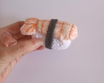 Shrimp Sushi Knitted Stuffed Ornament - Food Ornament