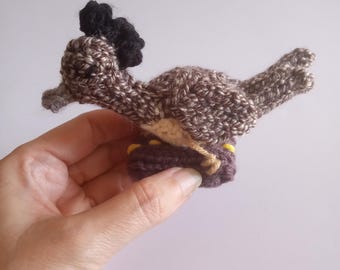 Mini Roadrunner Knitted Stuffed Ornament - Bird Ornament