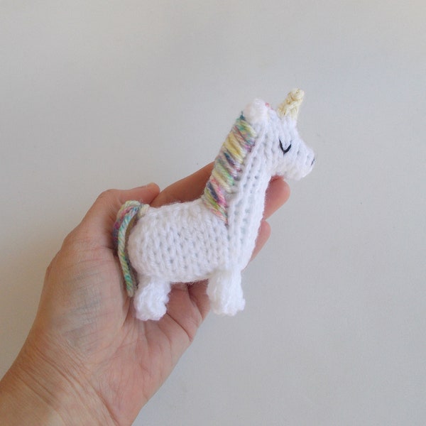 Miniature Unicorn Knitted Soft Ornament - Mythical Animal Ornament - Cute Stocking Stuffer - Mini Unicorn - Mobile Supply - Horse Ornament