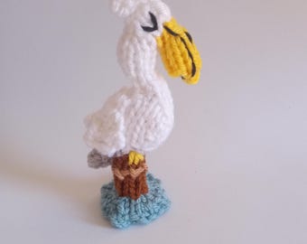 Mini Pelican Knitted Stuffed Ornament - Cute Bird Ornament - Nautical Decor - Desk Ornament - Mobile Supply - Christmas Ornament