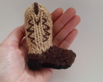 Miniature Cowboy Boot Knitted Soft Ornament - Western Ornament - Unique Stocking Stuffer - Mini Boot - Mobile Supply - Christmas Ornament