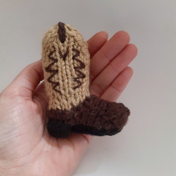 Miniature Cowboy Boot Knitted Soft Ornament - Western Ornament - Unique Stocking Stuffer - Mini Boot - Mobile Supply - Christmas Ornament