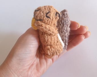 Mini Squirrel Knitted Stuffed Ornament - Cute Squirrel Ornament - Woodland Animal Decor - Fall Ornament - Mobile Supply - Christmas Ornament