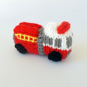 Miniature Fire Engine Knitted Soft Toy - Model Vehicle - Fire Truck Model - Kids Room Decor - Christmas Ornament - Firefighter Gift Idea