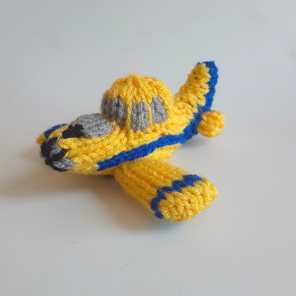 Mini Agricultural Plane Knitted Soft Ornament - Crop Duster Ornament - Kids Room Decor - Model Vehicle - Stuffed Plane - Aviation Gift