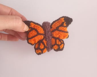 Mini Monarch Butterfly Knitted Stuffed Ornament - Insect Ornament