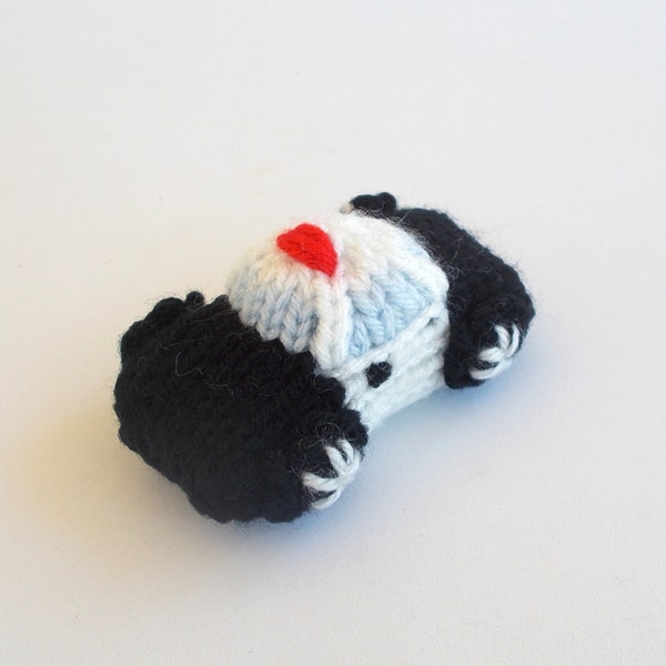 Mini Police Car Knitted Soft Toy - Boys Stuffed Toy - Police Car Stocking Stuffer - Car Hanging Ornament - Kids Room Decor - Knitted Vehicle