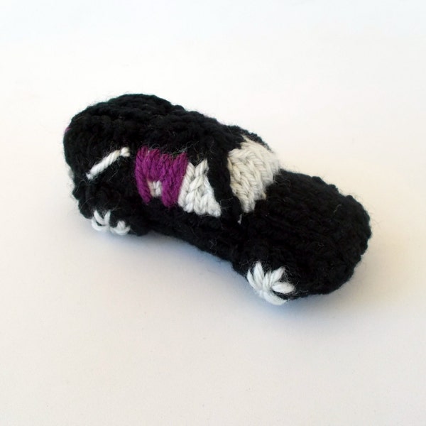 Miniature Hearse Knitted Soft Toy - Model Vehicle - Halloween Decor - Macabre Ornament - Halloween Gift Idea - Knitted Stuffed Toy