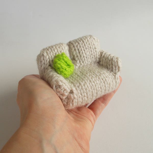 Mini Sofa Knitted Soft Ornament - Unique Soft Ornament - Silly Gift Idea - Furniture Ornament - Desk Decor - Couch Ornament - Gag Gift Idea