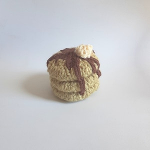 Mini Stack of Pancakes Knitted Stuffed Ornament - Kitchen Decor - Miniature Pancakes - Stocking Stuffer - Food Ornament - Breakfast Ornament