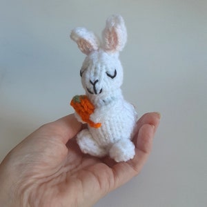 Mini Bunny Knitted Soft Ornament - Cute Animal Ornament - Unique Gift - Miniature Rabbit - Mobile Supply - Easter Bunny - Easter Decor