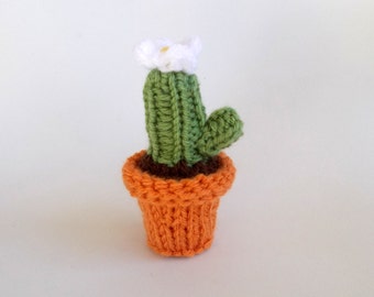 Miniature Potted Saguaro Cactus Knitted Soft Ornament - Cactus Decoration - Southwest Decor - Christmas Ornament - Cactus Gift Idea