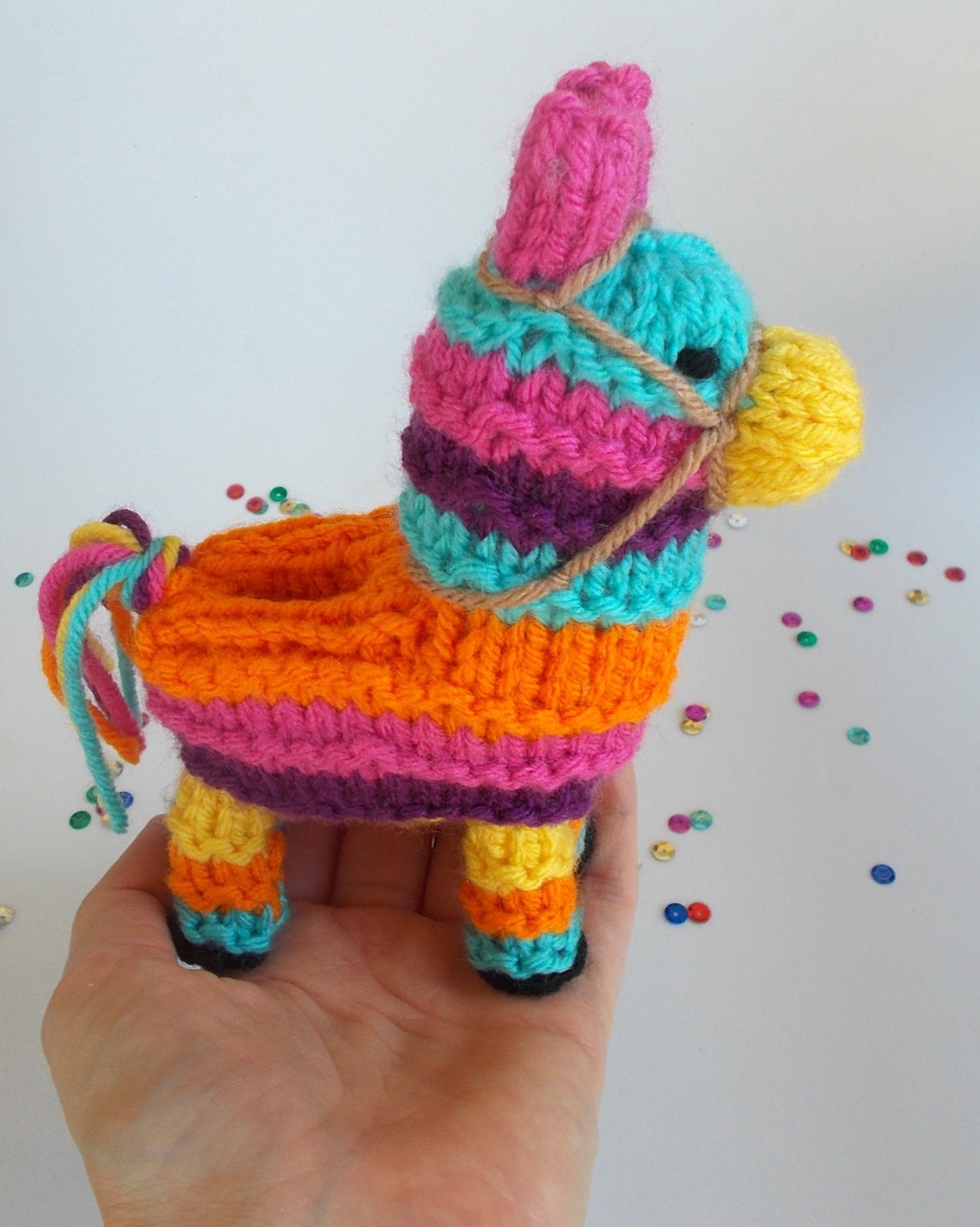 Small Donkey Pinata Knitted Interactive Desktop Toy Pinata Etsy