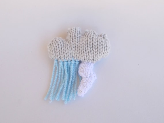 Mini Thundercloud Knitted Stuffed Ornament - Unique Decor - Stocking Stuffer - Meteorology Ornament - Weather Gift - Science Gift Idea