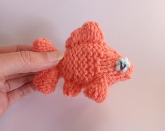 Mini Fish Knitted Stuffed Ornament - Sea Life Ornament - Nautical Decor - Goldfish Ornament - Mobile Supply - Christmas Ornament