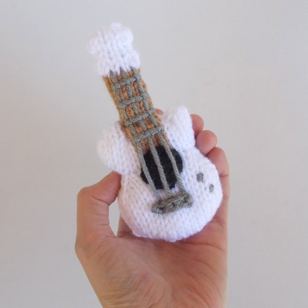 Mini Guitar Knitted Soft Toy Acoustic Style - Boys Stuffed Toys - Kids Room Decor - Stocking Stuffer Toy - Mobile Supply - Hanging Ornament