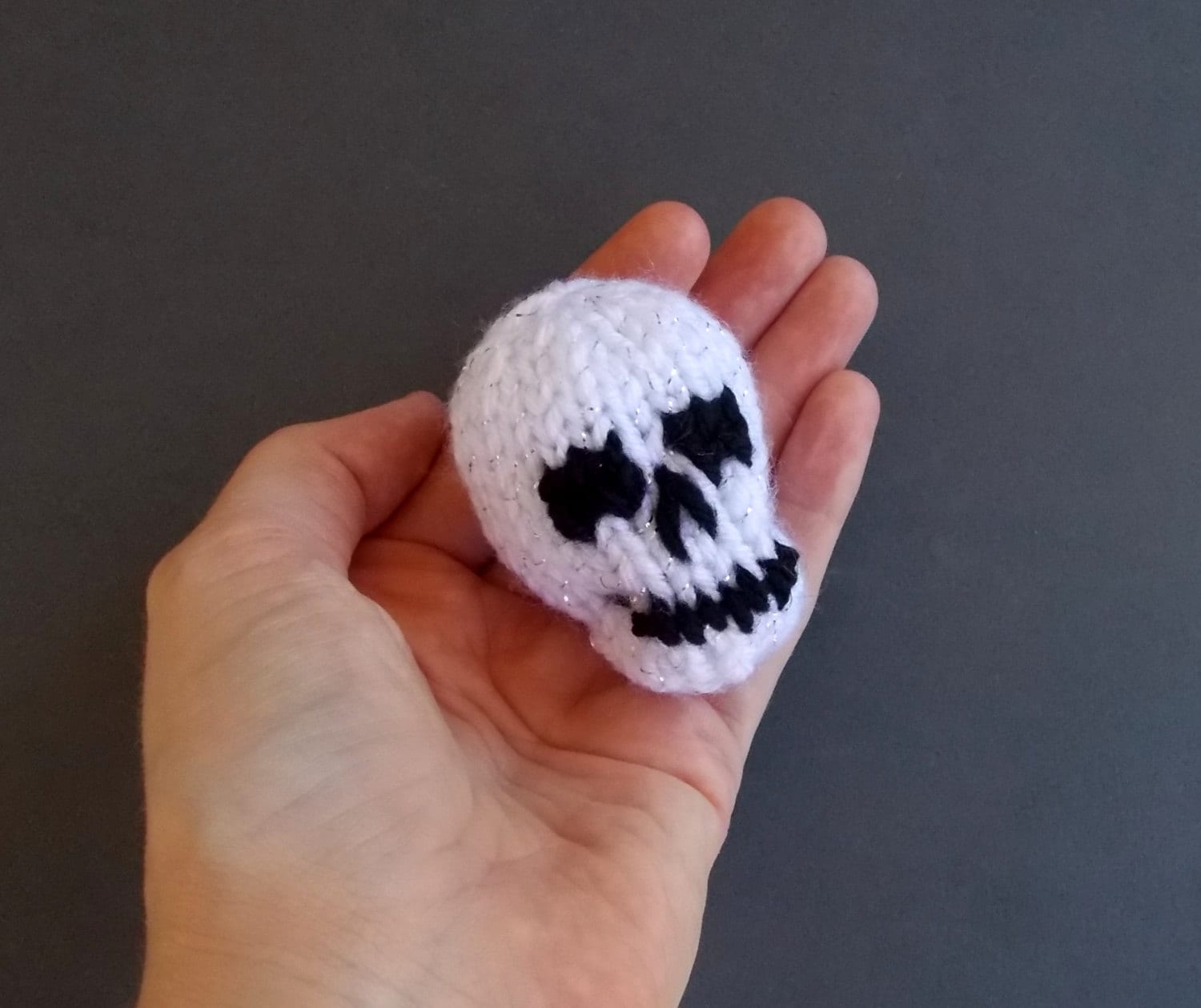 Mini Skull Knitted Stuffed Ornament Halloween Ornament Etsy