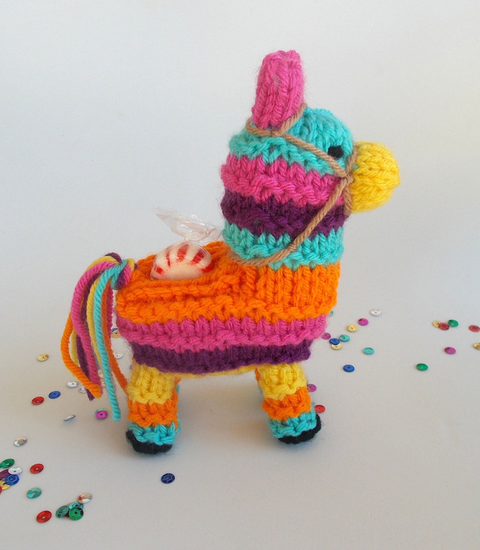 Small Donkey Pinata Knitted Interactive Desktop Toy Pinata Etsy
