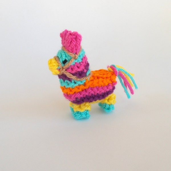 Miniature Donkey Pinata Knitted Soft Ornament - Pinata Ornament - Unique Stocking Stuffer - Mini Donkey - Fiesta Decor - Christmas Ornament