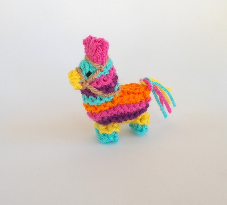 Miniature Donkey Pinata Knitted Soft Ornament Pinata Ornament Unique Stocking Stuffer Mini Donkey Fiesta Decor Christmas Ornament image 1