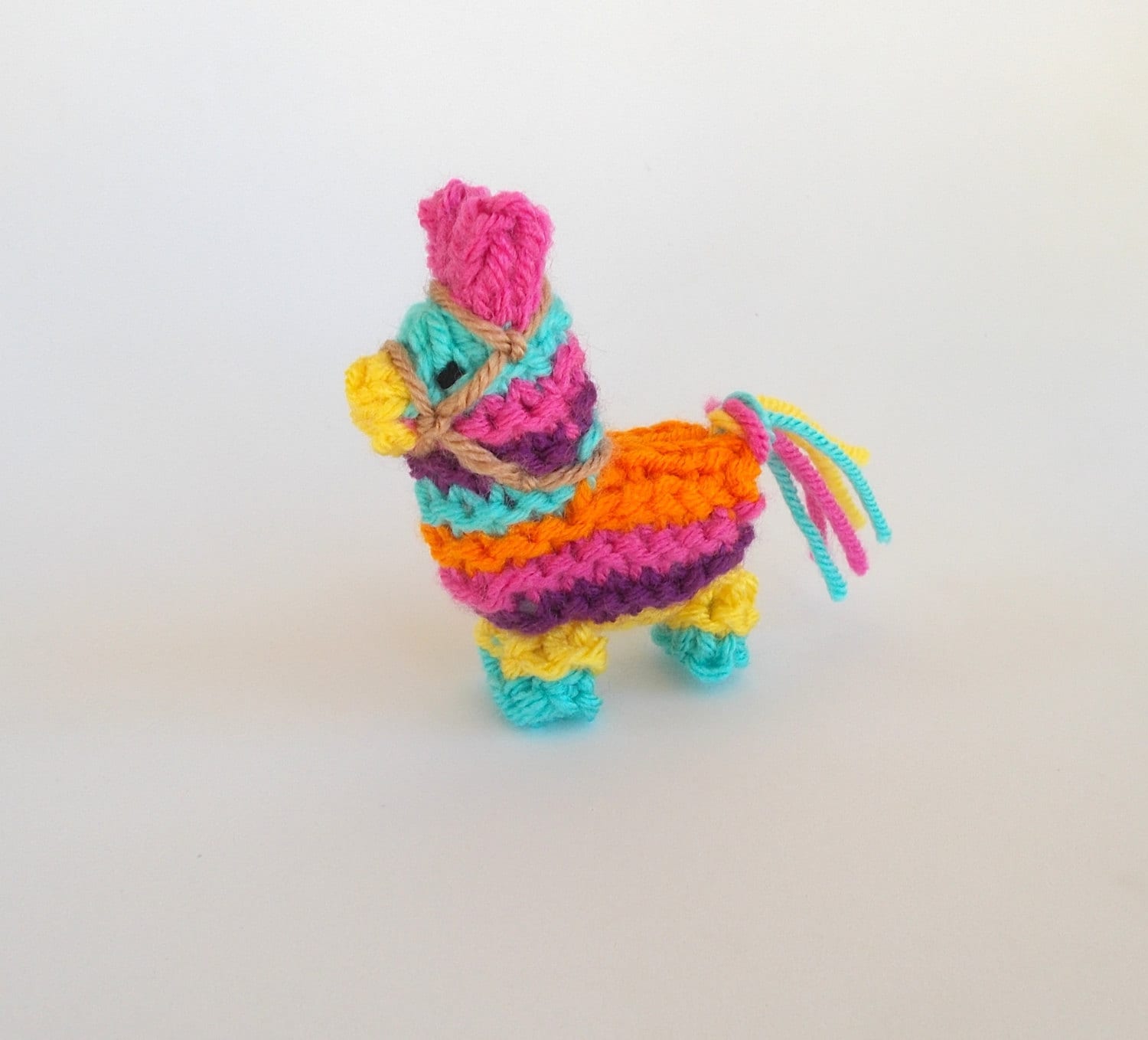 Miniature Donkey Pinata Knitted Soft Ornament - Pinata Ornament - Unique Stocking Stuffer - Mini Donkey - Fiesta Decor - Christmas Ornament