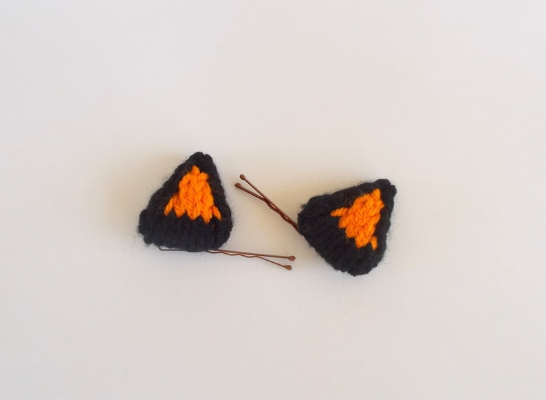 Halloween Accessory Simple Costume Mini Orange and Black Knitted Cat Ears Costume Accessory Costume Prop Halloween Decor