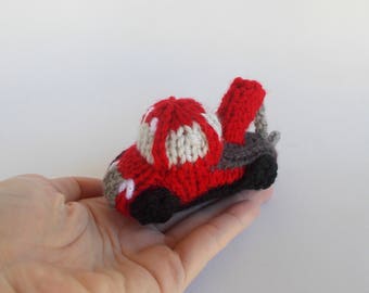 Miniature Tow Truck Knitted Soft Ornament - Construction Ornament - Kids Room Decor - Model Vehicle - Stocking Stuffer - Car Gift Idea