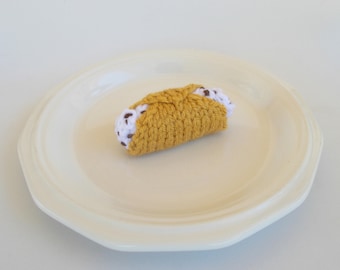 Mini Cannoli Knitted Stuffed Ornament - Kitchen Decor - Play Food - Miniature Cannoli - Stocking Stuffer - Food Ornament - Italian Ornament