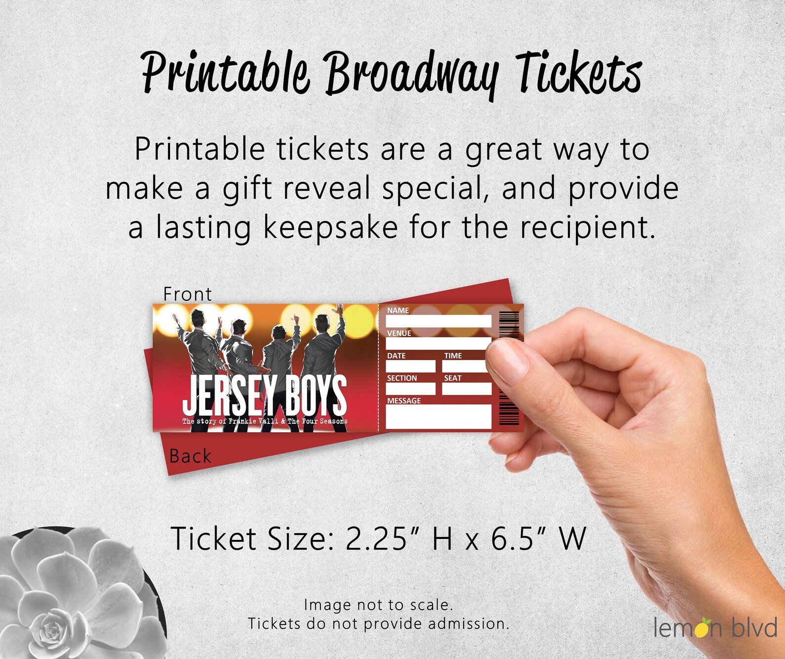 Jersey Boys Ticket Printable Surprise Gift Reveal Broadway Etsy