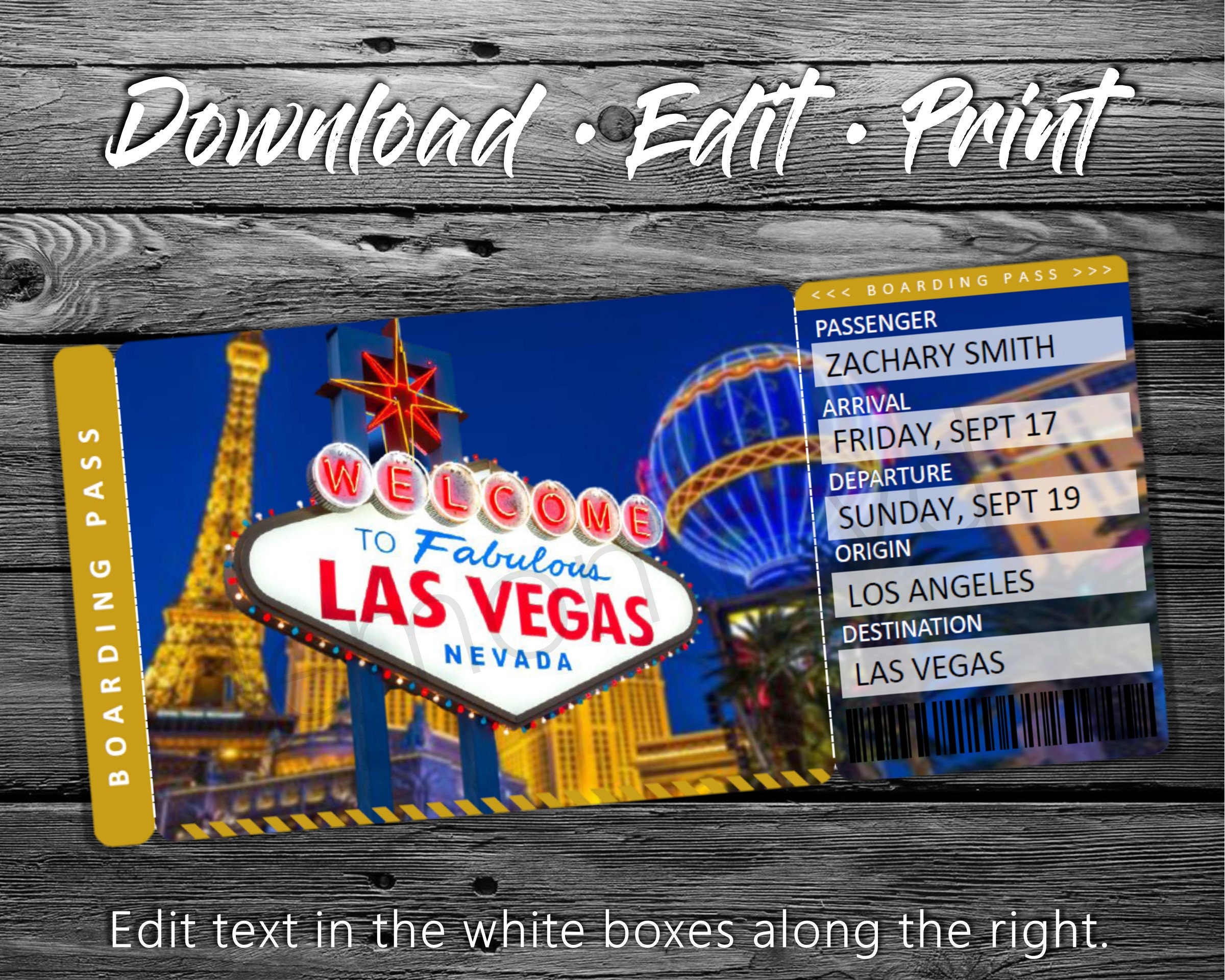 Surprise Vegas Trip Ticket Vacation Tickets Instant Download Etsy Canada