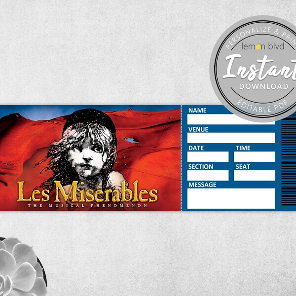 Surprise Les Miserables Ticket Etsy