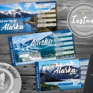 Surprise Alaska Trip Ticket | Alaska Vacation Tickets Instant Download | Boarding Pass | Printable Trip Ticket Surprise | Alaska Trip Reveal