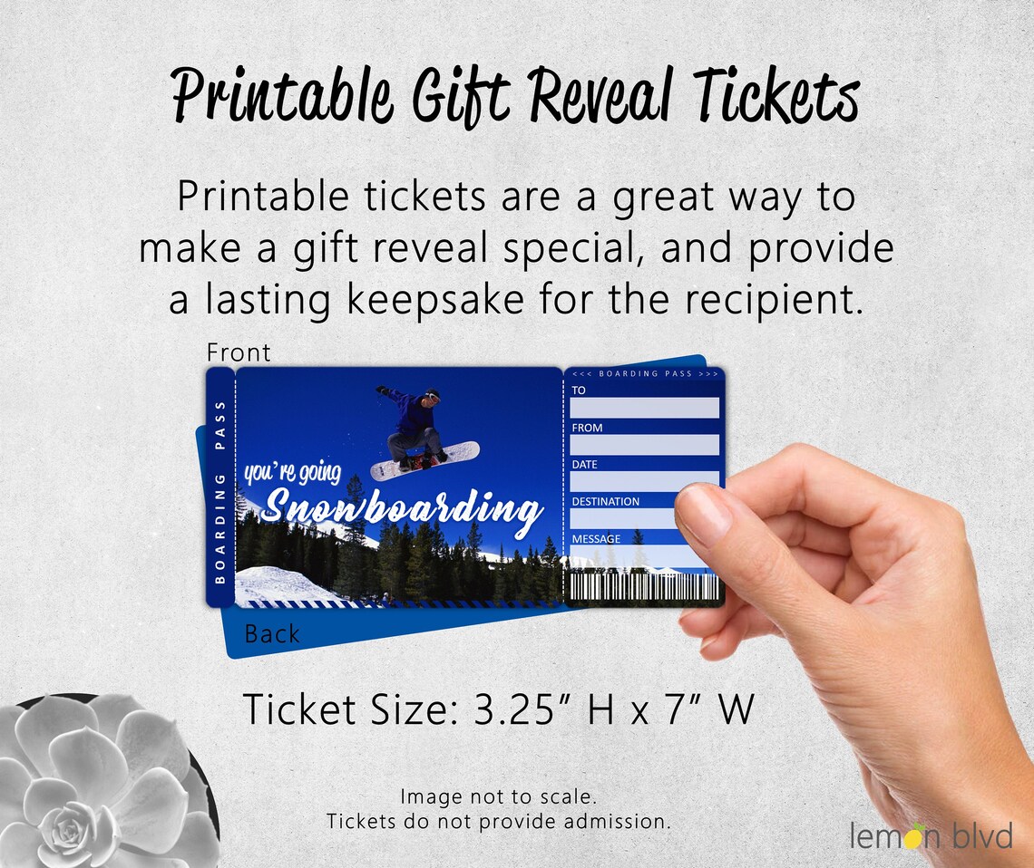 Surprise Snowboarding Trip Tickets Ticket Download Etsy