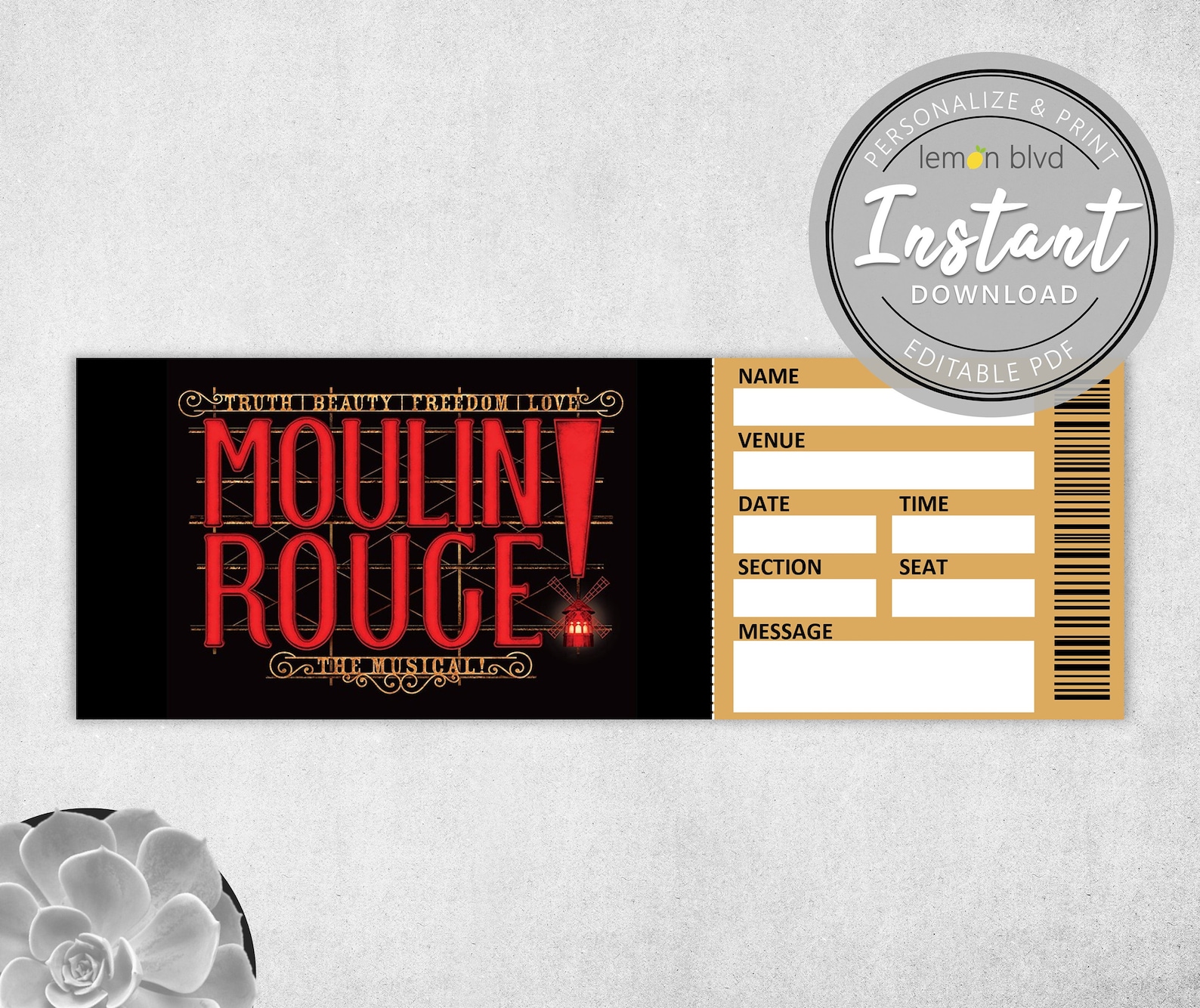 Moulin Rouge Ticket Printable Surprise Gift Reveal Etsy
