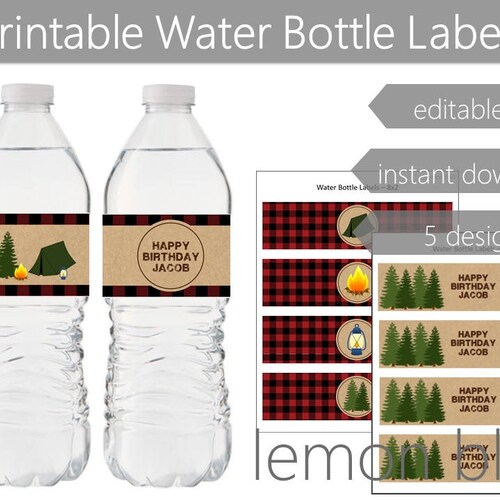 Camping Party Bottle Labels Camping Instant Digital Download - Etsy