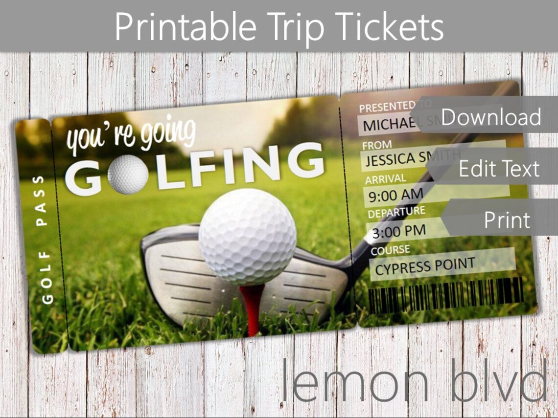 Surprise Golf Trip Tickets Golf Ticket Download Editable Etsy