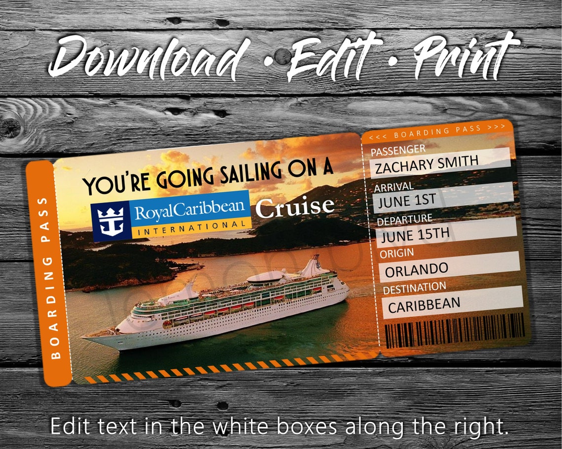 Royal Caribbean Cruise Tickets Cruise Ticket Download - Etsy
