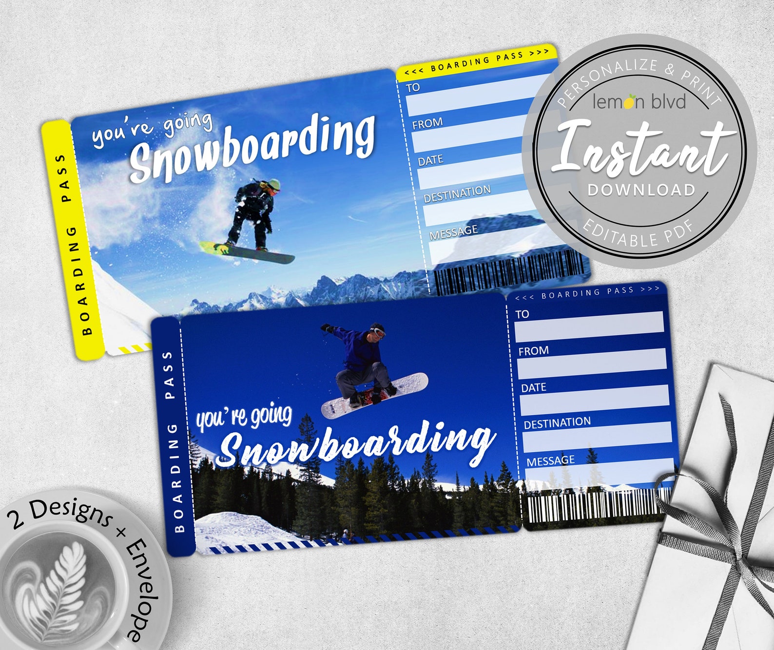 Surprise Snowboarding Trip Tickets Ticket Download Etsy