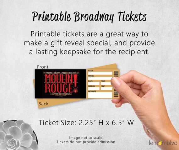 Moulin Rouge Ticket Printable Surprise Gift Reveal -  Israel