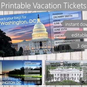 Billet surprise pour un voyage à Washington DC | Billets de vacances à téléchargement immédiat | Carte d'embarquement | Billet surprise imprimable | Billet pour Washington