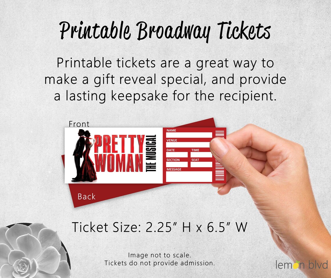 Pretty Woman Ticket Printable Surprise Gift Reveal - Etsy