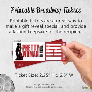Pretty Woman Ticket Printable Surprise Gift Reveal Broadway Musical ...