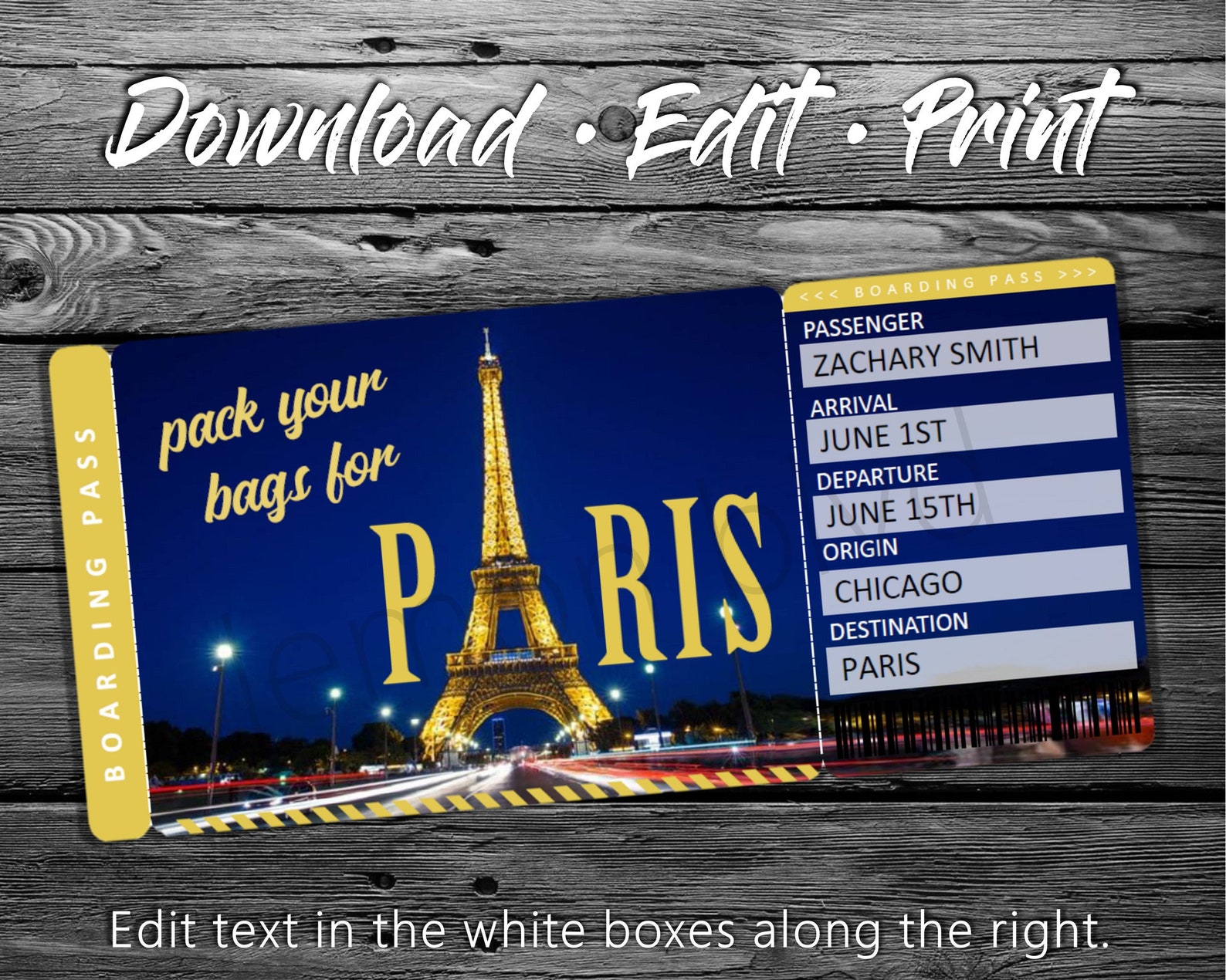 Surprise Paris Trip Ticket Vacation Ticket Instant Download Etsy