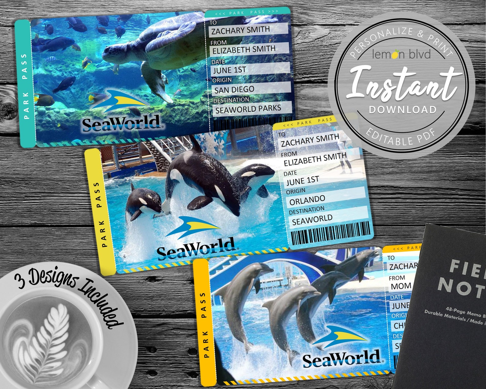 Seaworld Trip Tickets Printable Seaworld Ticket Digital Etsy