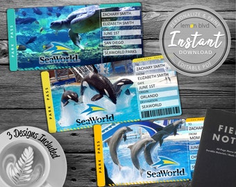 Seaworld Trip Tickets | Printable Seaworld Ticket | Digital Download | Surprise Seaworld Vacation | Seaworld Trip Reveal | Boarding Pass