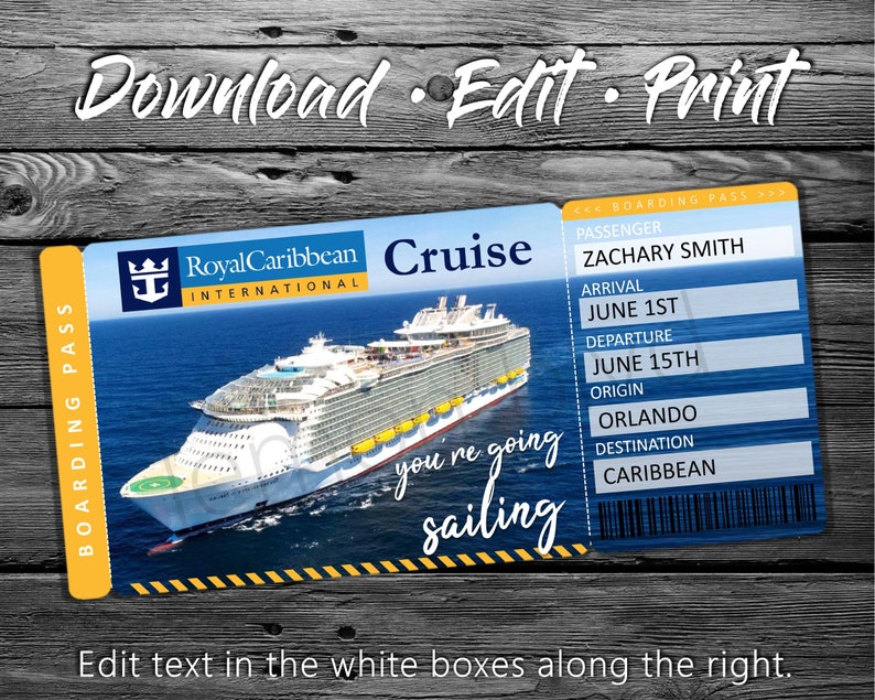 Royal Caribbean Cruise Tickets Cruise Ticket Download - Etsy
