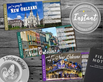 Surprise New Orleans Trip Ticket | Vacation Tickets Instant Download | Boarding Pass | Printable Trip Ticket Surprise | New Orleans Ticket