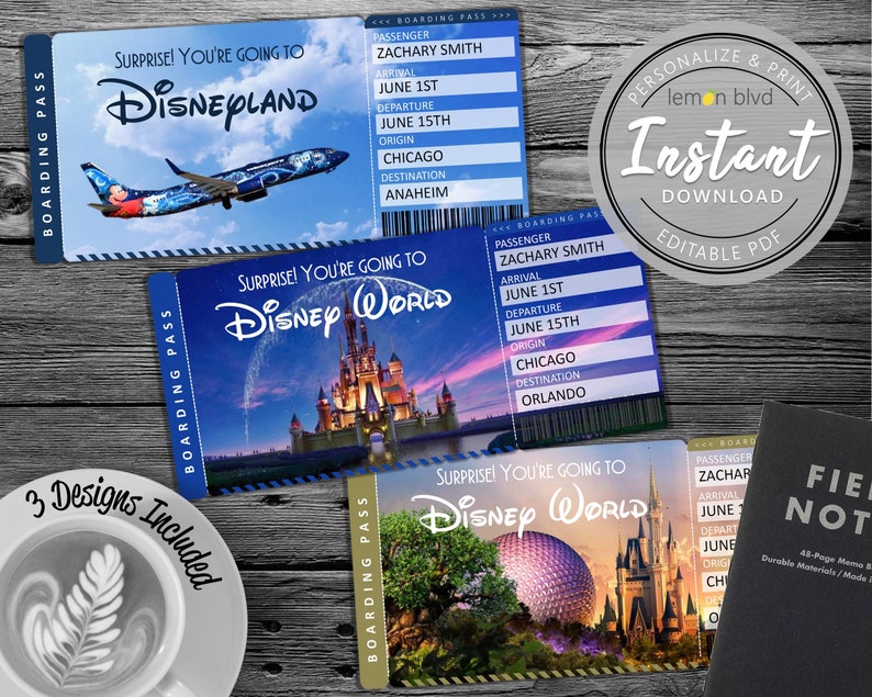 Disney Trip Tickets Disney World / Disneyland Printable | Etsy